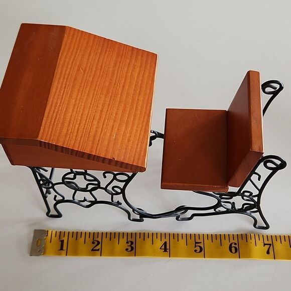 VNTG Minature Wooden with Metal Frame Student Doll Furniture Desk - Picture 8 of 9